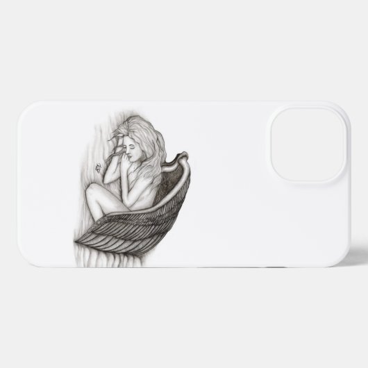 Ein schlafender Engel , schwarz-weiß Design iPhone Hülle (Rückseite (Horizontal))