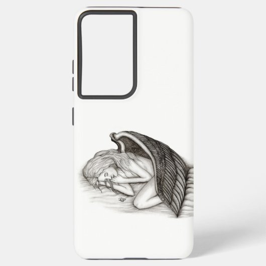 Ein schlafender Engel , schwarz-weiß Design Samsung Galaxy Hülle (Rückseite)