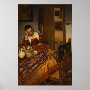 Ein schlafendes Dienstmädchen von Johannes Vermeer Poster