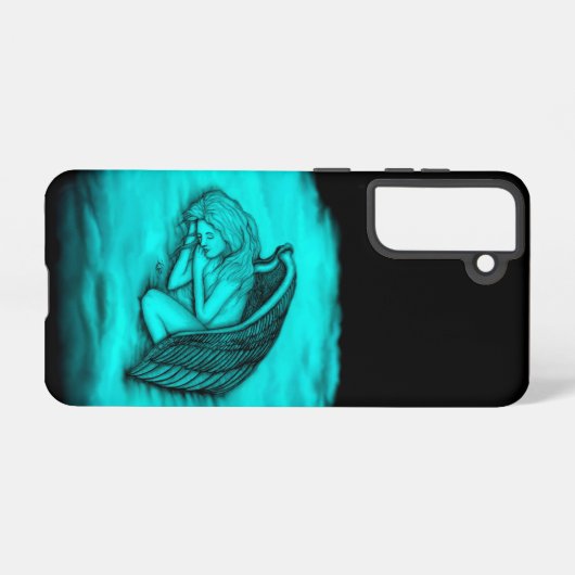 Ein Schlafengel , Schwarz und Grün Design Samsung Galaxy Hülle (Rückseite (Horizontal))