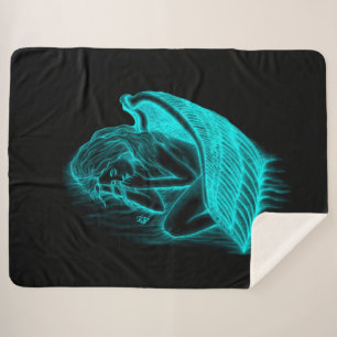 Ein Schlafengel , Schwarz und Grün Design Sherpadecke