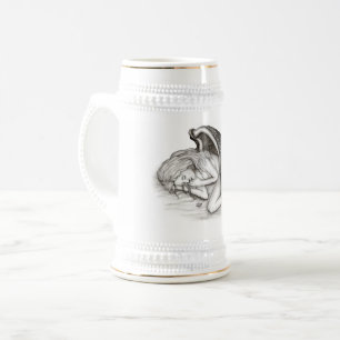 Ein Schlafengel , Schwarz-Weiß-Design Bierglas