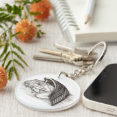 Ein Schlafengel , Schwarz-Weiß-Design Schlüsselanhänger (Vorderseite rechts)