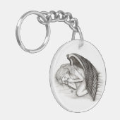 Ein Schlafengel , Schwarz-Weiß-Design Schlüsselanhänger (Vorderseite links)