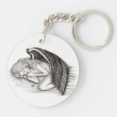 Ein Schlafengel , Schwarz-Weiß-Design Schlüsselanhänger (Rückseite)