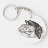 Ein Schlafengel , Schwarz-Weiß-Design Schlüsselanhänger (Vorderseite)