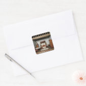 Ein Schlafzimmer in "Mrs. Bryant's Pleasure", c.18 Quadratischer Aufkleber (Umschlag)