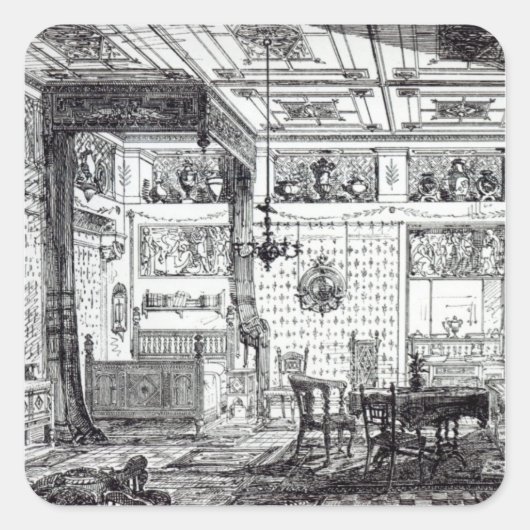 Ein Schlafzimmer Quadratischer Aufkleber (Vorderseite)