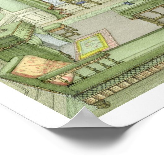 Ein Schlafzimmerinnenraum im Henri-II-Stil (Farbli Poster (Ecke)