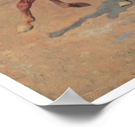 Ein Schlag für das Holz, 1889 Frederic Remington Poster (Ecke)