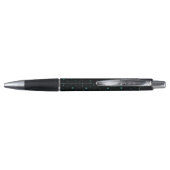 Ein schlanker schwarzer Stift mit silberner Spitze (Rückseite)