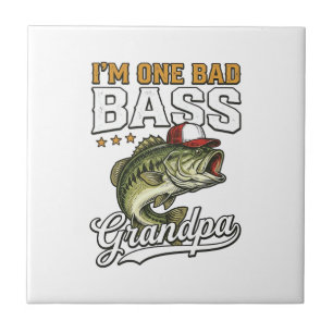 Ein schlechter Bass-Opa-Angeln Vintage-Vektor-Desi Fliese