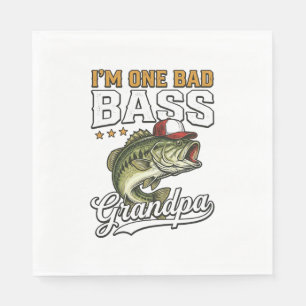 Ein schlechter Bass-Opa-Angeln Vintage-Vektor-Desi Serviette