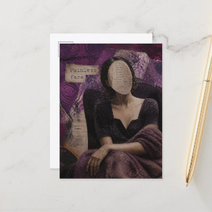 Ein schmerzloses Gesicht Mixed Media Collage Postkarte