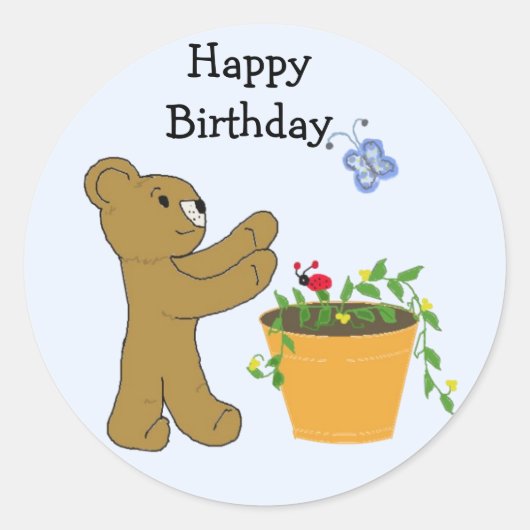Ein Schmetterling jagen - Happy Birthday Runder Aufkleber (Vorderseite)