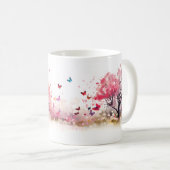 Ein Schmetterling und ein Baum im Blume-Garten Kaffeetasse (VorderseiteRechts)