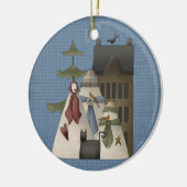 Ein Schnee-Keramik Weihnachtsschmuck (Links)