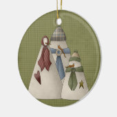 Ein Schnee-Keramik Weihnachtsschmuck (Links)