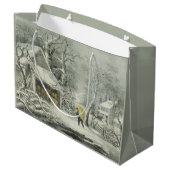 Ein schneebedeckter Morgen Große Geschenktüte (Rückseite Schrägansicht)