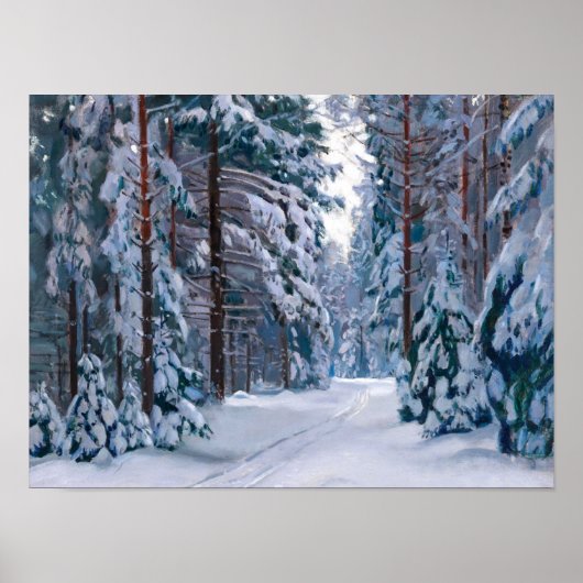 Ein schneebedeckter Pfad im Wald Poster (Vorne)