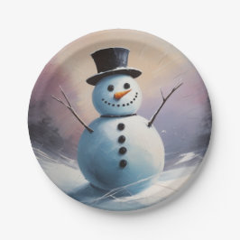 Ein schneebedeckter Tag Pappteller