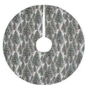 Ein schneebedeckter Wald mit Weihnachtsbäumen Polyester Weihnachtsbaumdecke