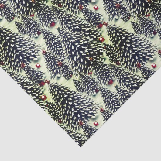 Ein schneebedeckter Wald mit Weihnachtsbäumen Seidenpapier (Ausschnitt)