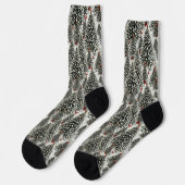 Ein schneebedeckter Wald mit Weihnachtsbäumen Socken (Linkes Detail)