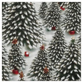 Ein schneebedeckter Wald mit Weihnachtsbäumen Stoff (Nahaufnahme)