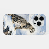 Ein Schneeleopard auf schneebedecktem Gipfel iPhone Hülle (Rückseite (Horizontal))