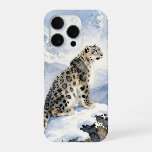 Ein Schneeleopard auf schneebedecktem Gipfel iPhone 16 Pro Hülle