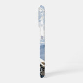 Ein Schneeleopard auf schneebedecktem Gipfel iPhone Hülle (Linke Seite)