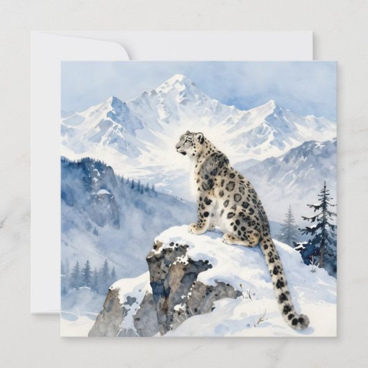 Ein Schneeleopard auf schneebedecktem Gipfel Karte (Vorderseite)