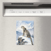 Ein Schneeleopard auf schneebedecktem Gipfel Magnet (In Situ (Geschirrspüler))