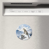 Ein Schneeleopard auf schneebedecktem Gipfel Magnet (In Situ (Geschirrspüler))