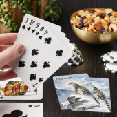 Ein Schneeleopard auf schneebedecktem Gipfel Perso Spielkarten (In Situ)
