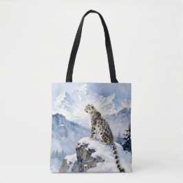 Ein Schneeleopard auf schneebedecktem Gipfel Tasche