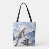 Ein Schneeleopard auf schneebedecktem Gipfel Tasche (Rückseite)