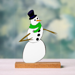 ein Schneemann Acrylschild