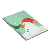 Ein Schneemann, der eine Verzierung auf einem Baum Notizblock (Rechte Seite)