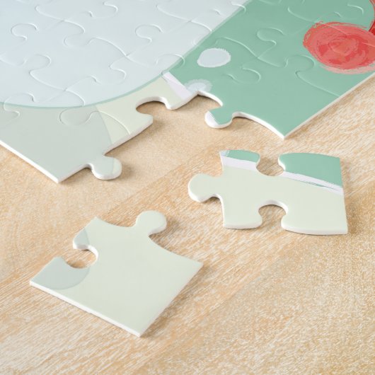 Ein Schneemann, der eine Verzierung auf einem Baum Puzzle (Seite)