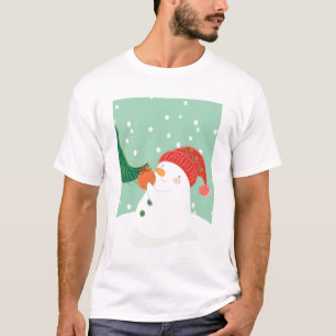Ein Schneemann, der eine Verzierung auf einem Baum T-Shirt