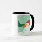 Ein Schneemann, der eine Verzierung auf einem Baum Tasse (VorderseiteRechts)