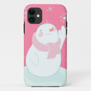 Ein Schneemann, der für eine fallende Schneeflock Case-Mate iPhone Hülle