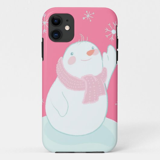 Ein Schneemann, der für eine fallende Schneeflocke Case-Mate iPhone Hülle (Rückseite)
