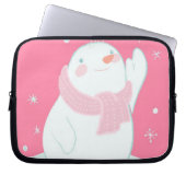 Ein Schneemann, der für eine fallende Schneeflocke Laptopschutzhülle (Vorderseite)
