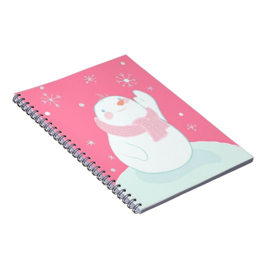 Ein Schneemann, der für eine fallende Schneeflocke Notizblock (Rechte Seite)