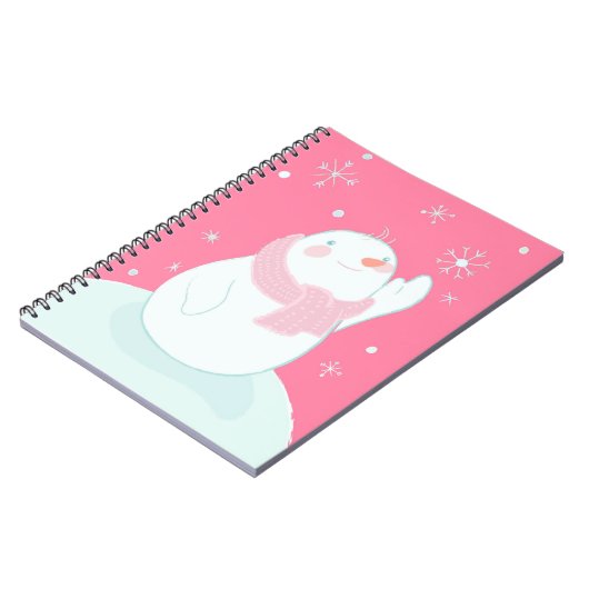 Ein Schneemann, der für eine fallende Schneeflocke Notizblock (Linke Seite)