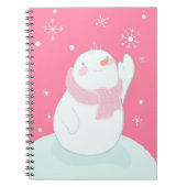 Ein Schneemann, der für eine fallende Schneeflocke Notizblock (Vorderseite)