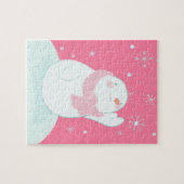 Ein Schneemann, der für eine fallende Schneeflocke Puzzle (Horizontal)